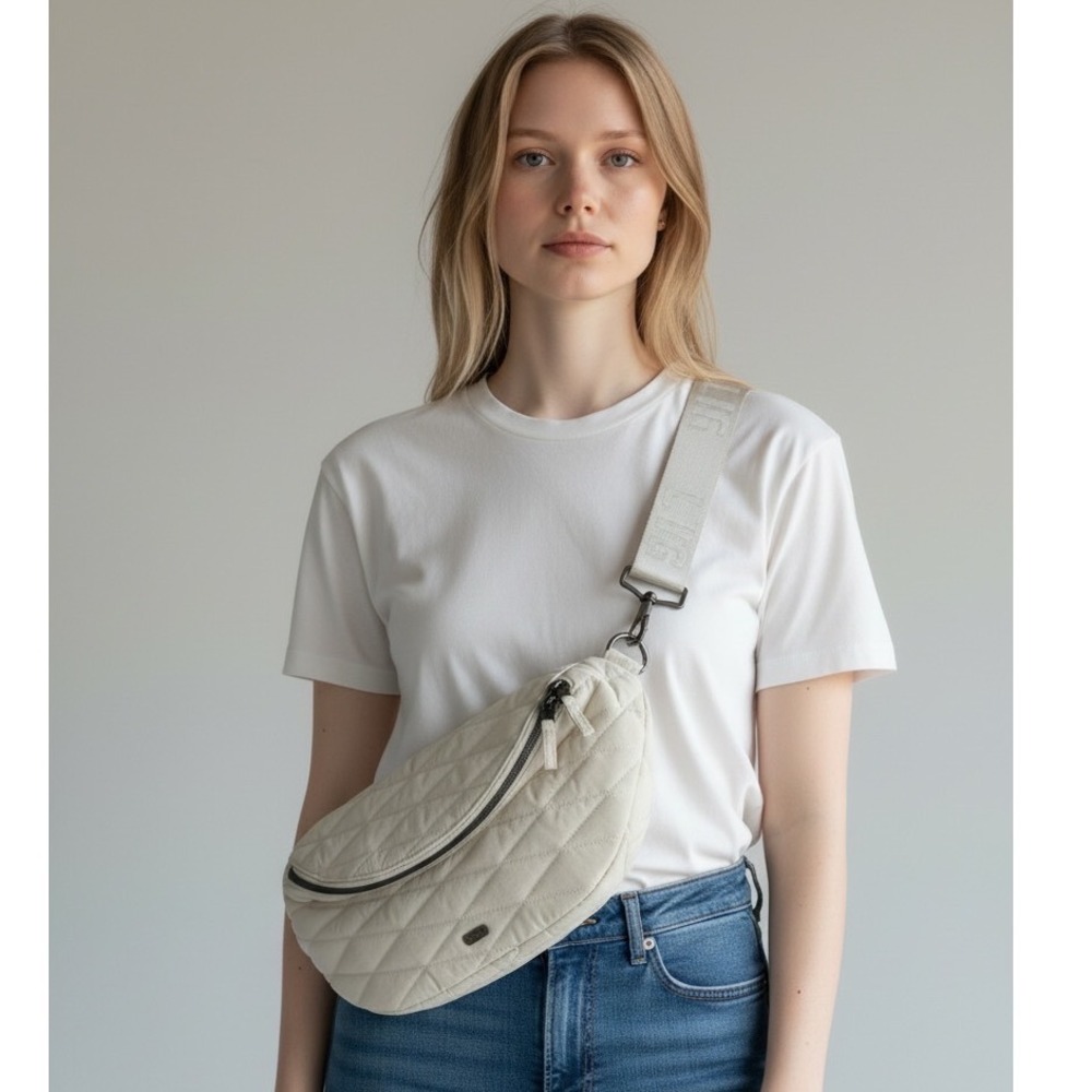 Lug Bemo CloudGo Sling Bag Macadamia Quilted RFID Crossbody Cream Off White